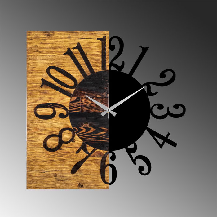 Wallity Reloj de pared decorativo de madera Nogal y Negro
